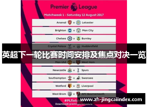 英超下一轮比赛时间安排及焦点对决一览